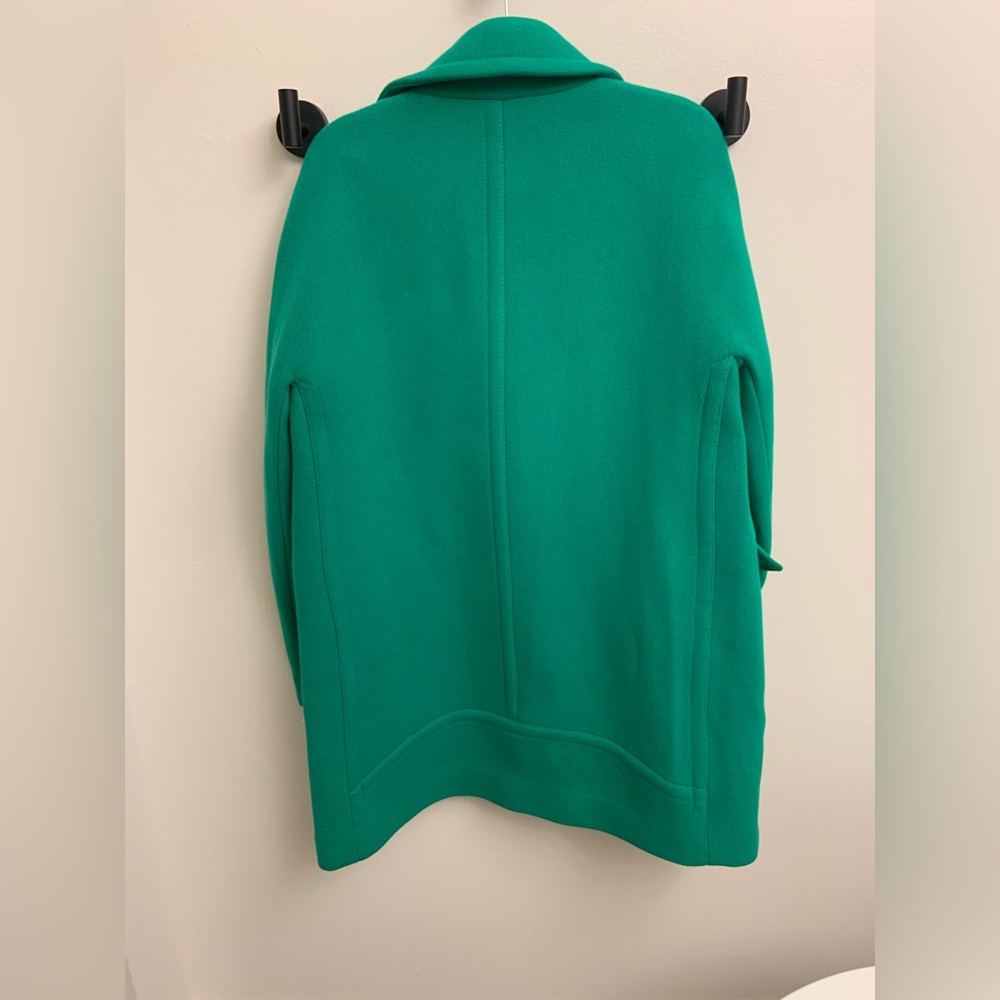 J Crew Women’s Wool Blend Emerald Green Long Two Way Zip Coat Jacket Size 12 - Picture 10 of 16